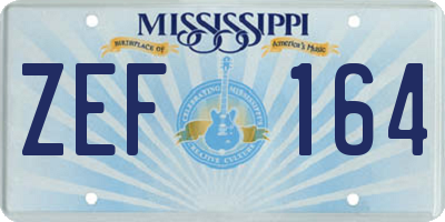 MS license plate ZEF164