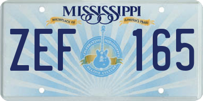MS license plate ZEF165