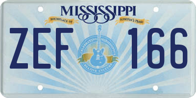 MS license plate ZEF166