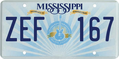 MS license plate ZEF167