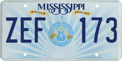 MS license plate ZEF173