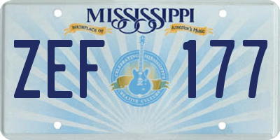 MS license plate ZEF177