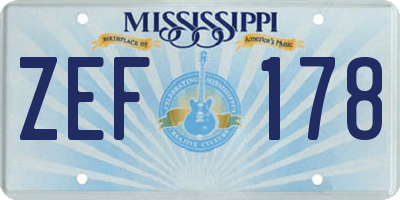 MS license plate ZEF178