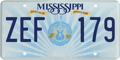 MS license plate ZEF179