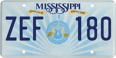 MS license plate ZEF180