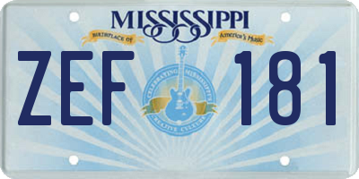 MS license plate ZEF181