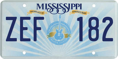 MS license plate ZEF182