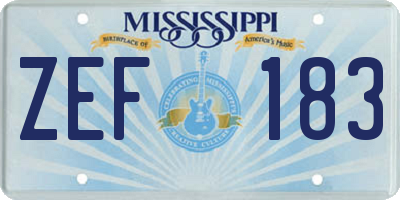 MS license plate ZEF183