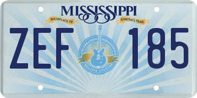 MS license plate ZEF185