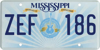 MS license plate ZEF186