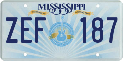 MS license plate ZEF187