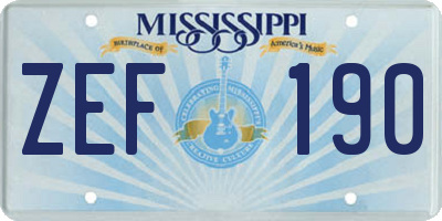 MS license plate ZEF190