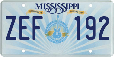 MS license plate ZEF192