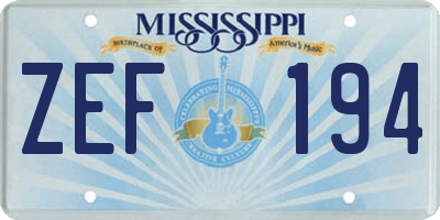 MS license plate ZEF194