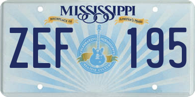 MS license plate ZEF195