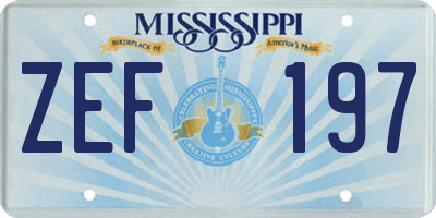 MS license plate ZEF197