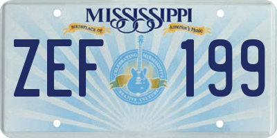 MS license plate ZEF199