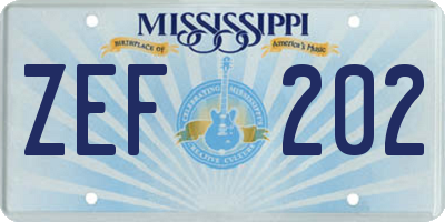 MS license plate ZEF202