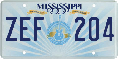 MS license plate ZEF204