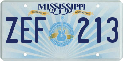 MS license plate ZEF213