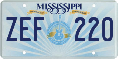 MS license plate ZEF220