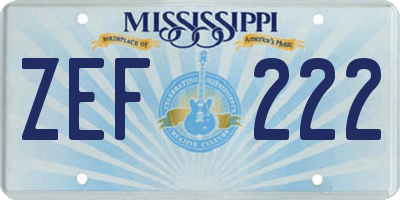 MS license plate ZEF222
