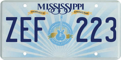 MS license plate ZEF223