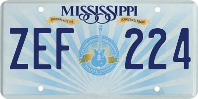 MS license plate ZEF224