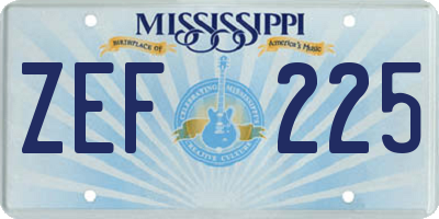 MS license plate ZEF225