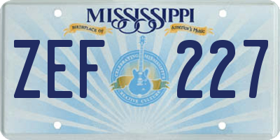 MS license plate ZEF227