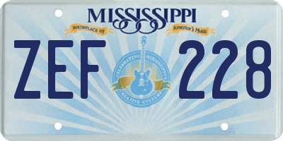 MS license plate ZEF228