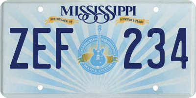 MS license plate ZEF234
