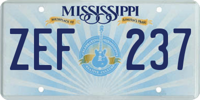MS license plate ZEF237