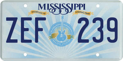 MS license plate ZEF239