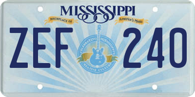 MS license plate ZEF240
