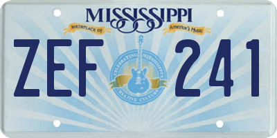 MS license plate ZEF241