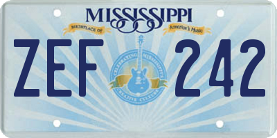 MS license plate ZEF242