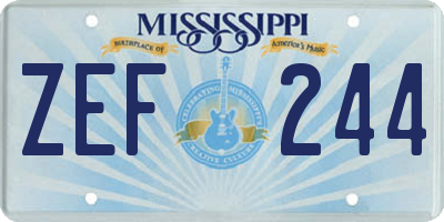 MS license plate ZEF244