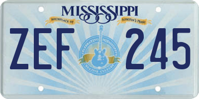 MS license plate ZEF245