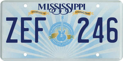 MS license plate ZEF246