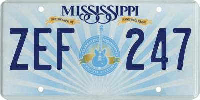 MS license plate ZEF247