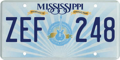MS license plate ZEF248