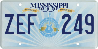 MS license plate ZEF249