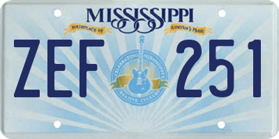 MS license plate ZEF251