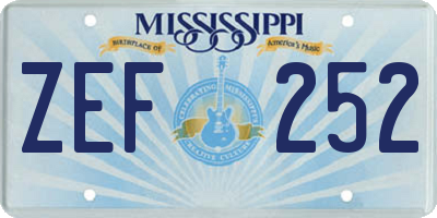 MS license plate ZEF252