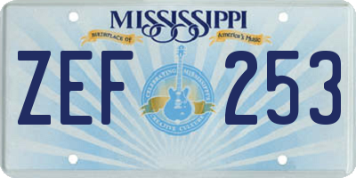 MS license plate ZEF253