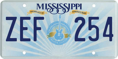 MS license plate ZEF254