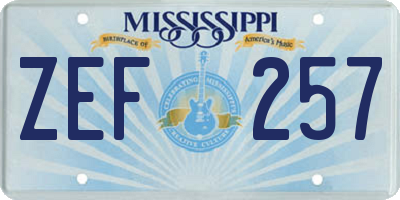 MS license plate ZEF257