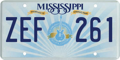 MS license plate ZEF261