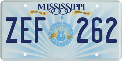MS license plate ZEF262
